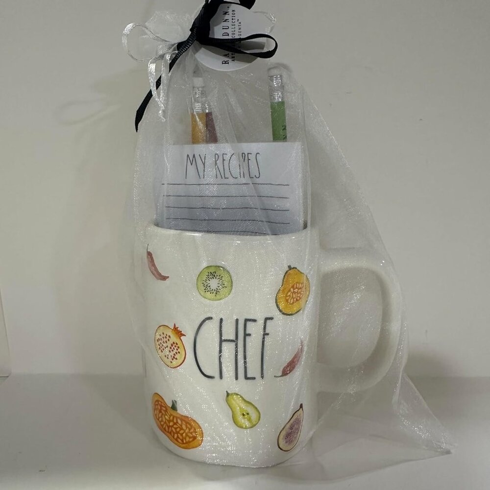 NEW Rae Dunn by Magenta CHEF Mug with My Recipes List and Pencils